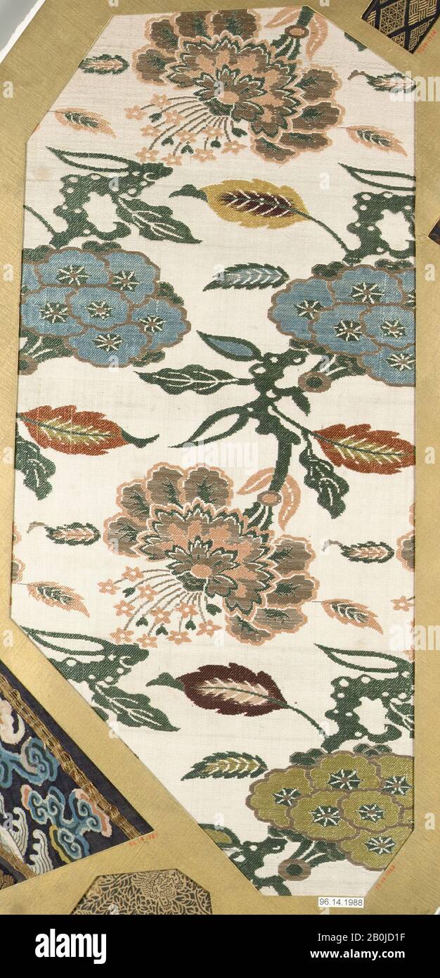 Piece, Japan, 18th–19th century, Japan, Silk, 3 x 20 1/4 in. (7.62 x 51.44 cm), Textiles-Woven Stock Photo