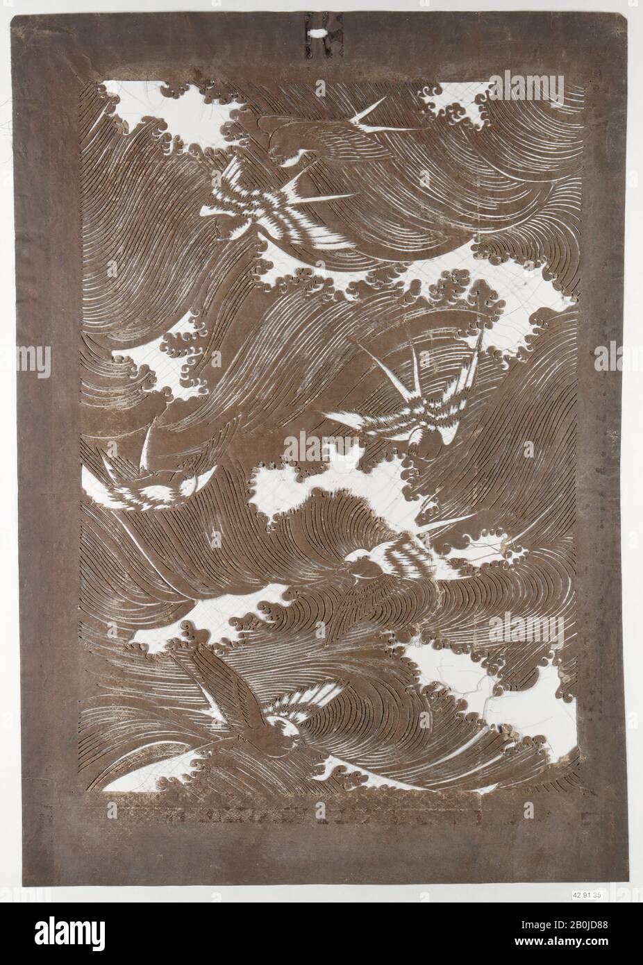 Stencil, Japan, 19th century, Japan, Paper, silk, 23 1/4 x 16 1/2 in. (59.1 x 41.9 cm), Stencils Stock Photo