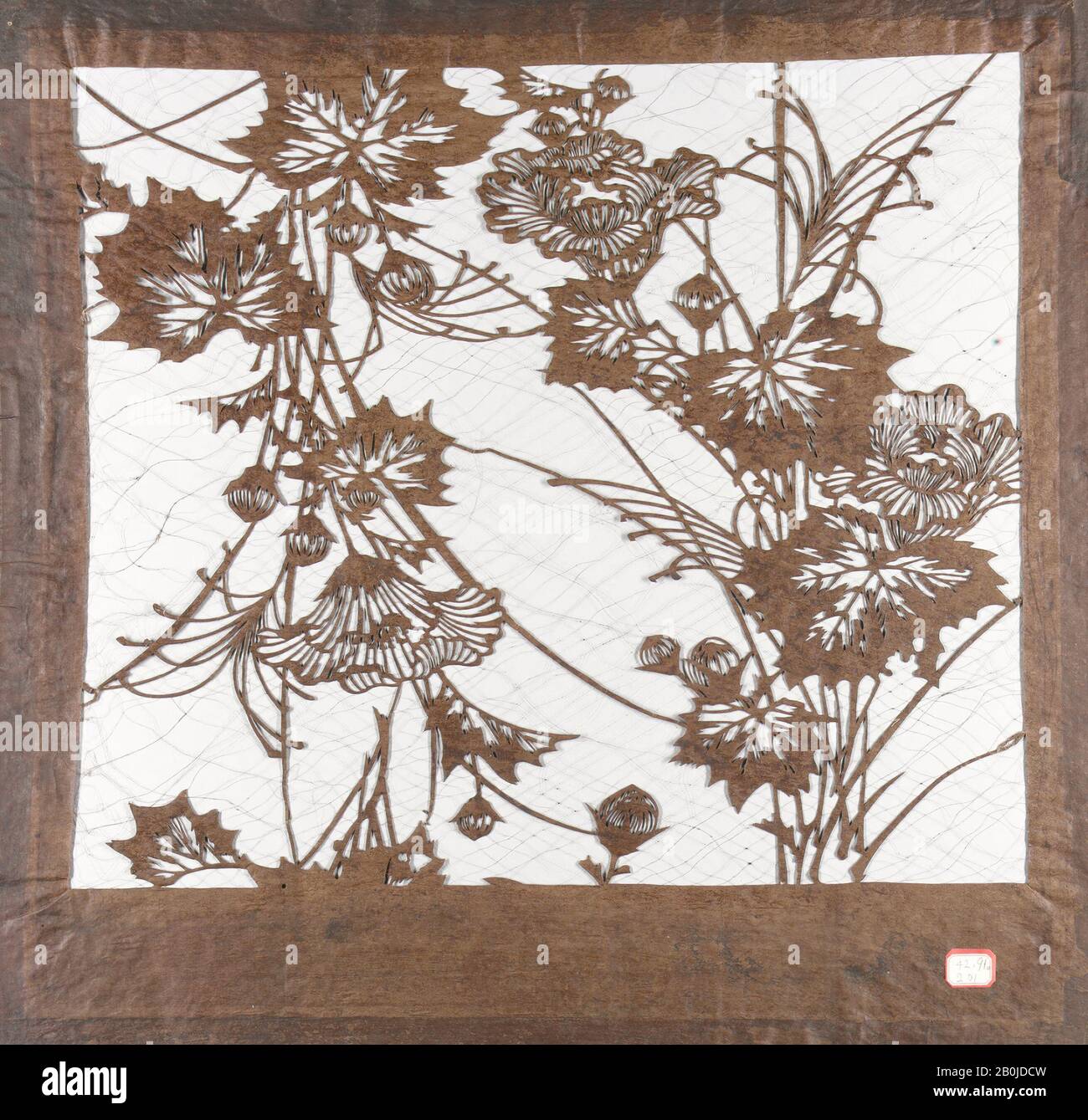Stencil, Japan, 19th century, Japan, Paper, silk, 15 7/8 x 16 1/4 in. (40.3 x 41.3 cm), Stencils Stock Photo