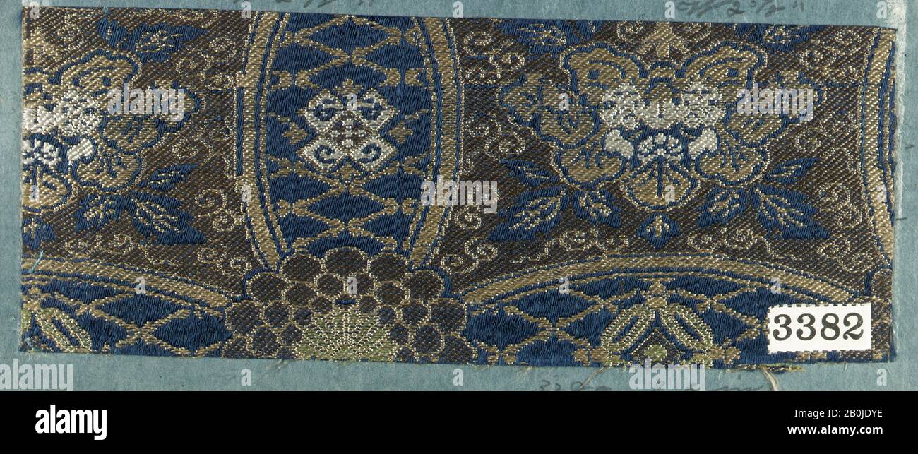Textile, Japan, 19th century, Japan, 2 3/8 × 5 7/8 in. (6 × 14.9 cm), Textiles-Woven Stock Photo