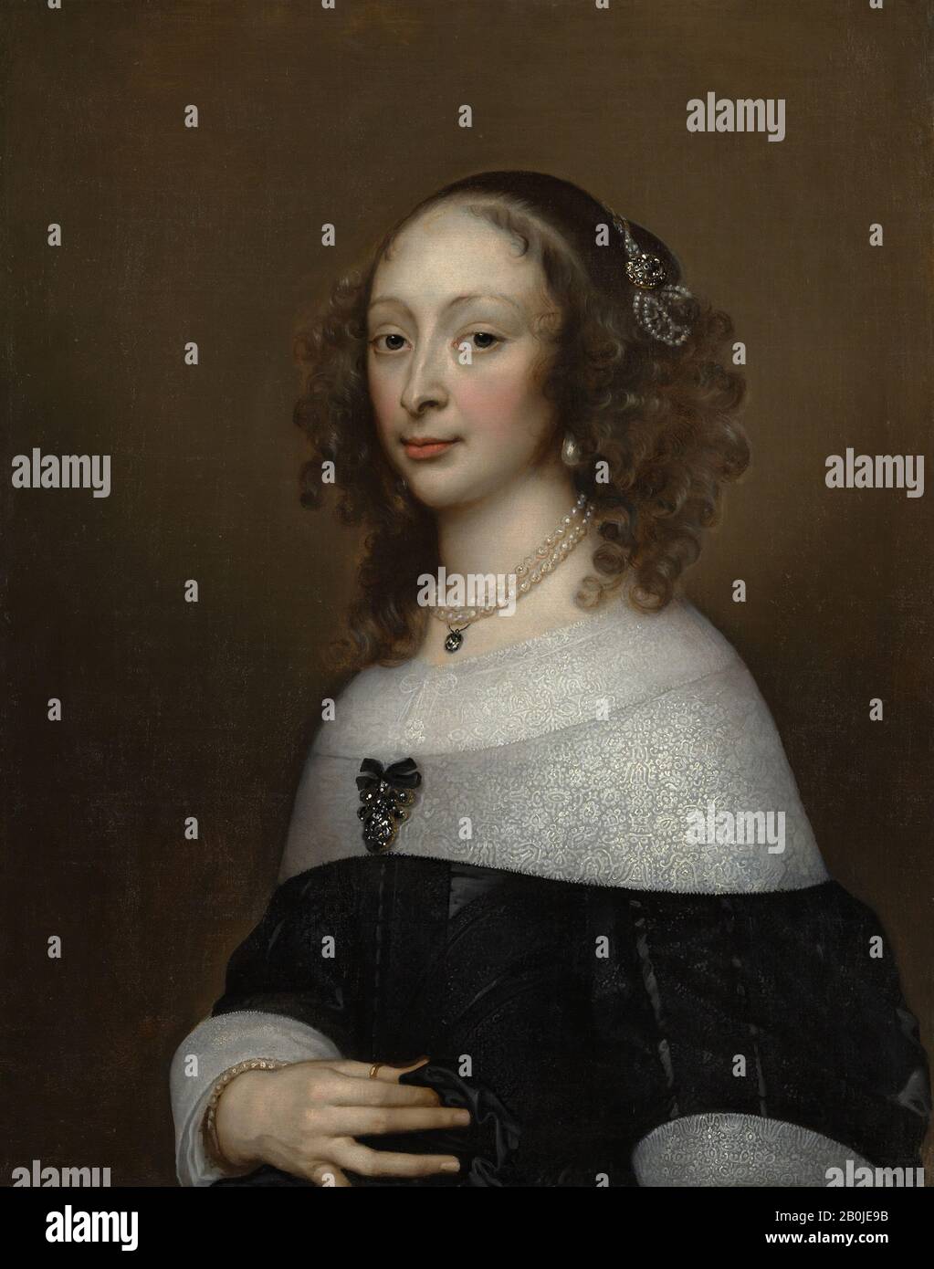 Adriaen Hanneman, Portrait of a Woman, Adriaen Hanneman (Dutch, The Hague 1603/4–1671 The Hague), ca. 1653, Oil on canvas, 31 1/2 x 25 in. (80 x 63.5 cm), Paintings Stock Photo