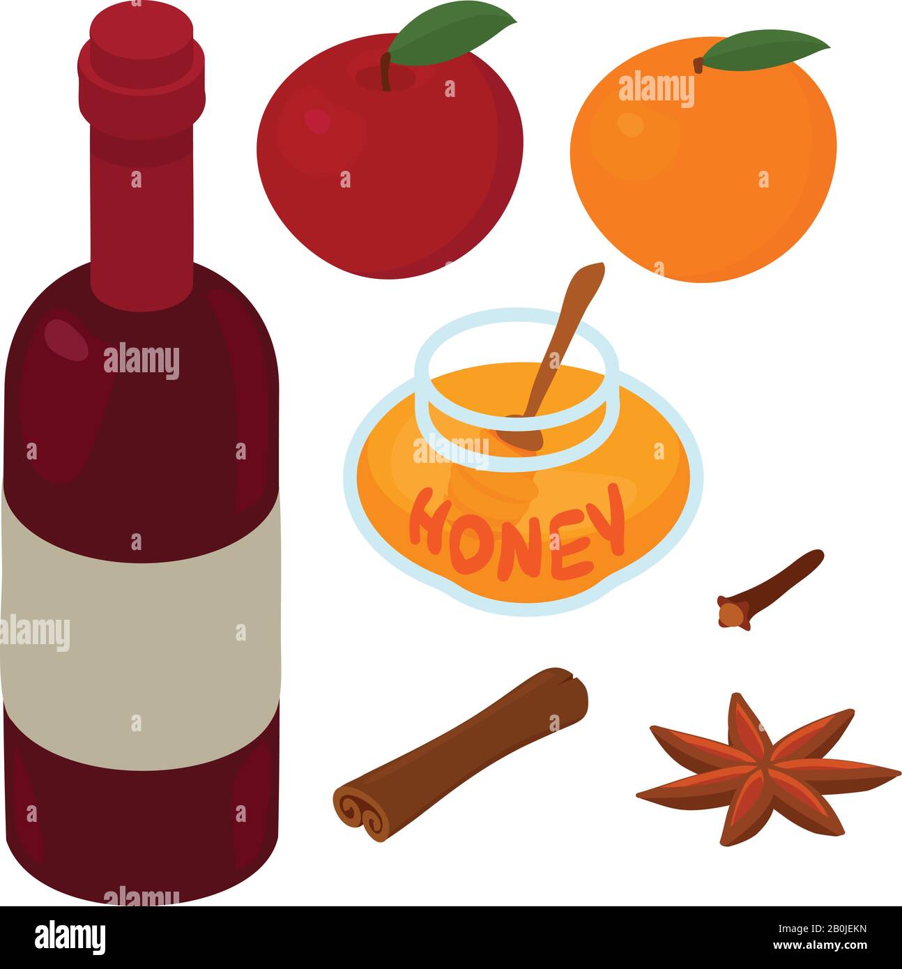 Mulled wine ingredients icon. Isometric of mulled wine ingredients vector icon for web design isolated on white background Stock Vector