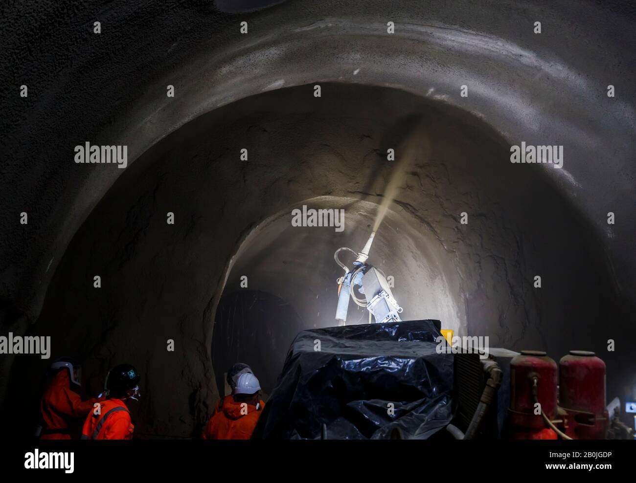Plant in use for concrete spray tunnel lining for the BSCU (Bank