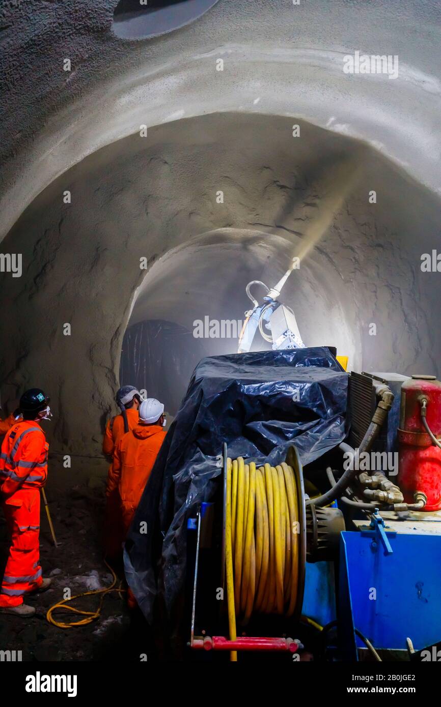 Plant in use for concrete spray tunnel lining for the BSCU (Bank