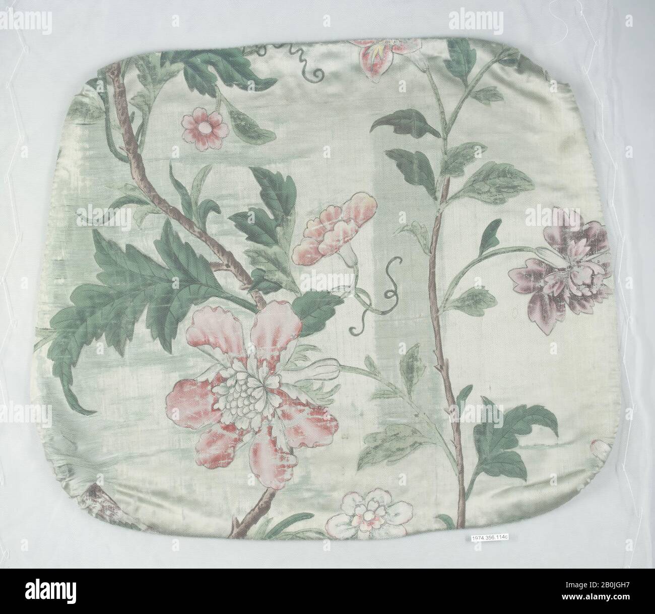 Upholstery panels for a side chair, German, Würzburg, ca. 1763–64, German, Würzburg, Silk, painted, b: 21 1/2 x 14 3/4, c: 21 3/4 x 18 1/4, Textiles-Painted Stock Photo