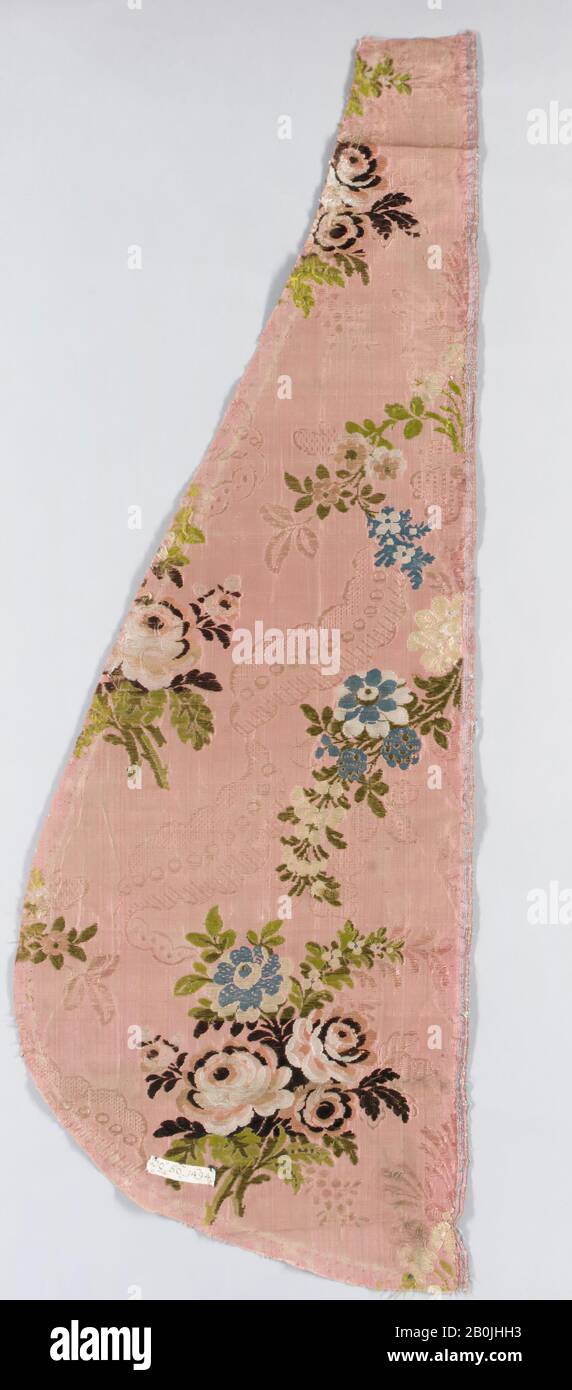 Piece, French, 18th century, French, Silk, 21 3/4 x 7 3/4 inches (55.2 x 19.7 cm), Textiles-Woven Stock Photo