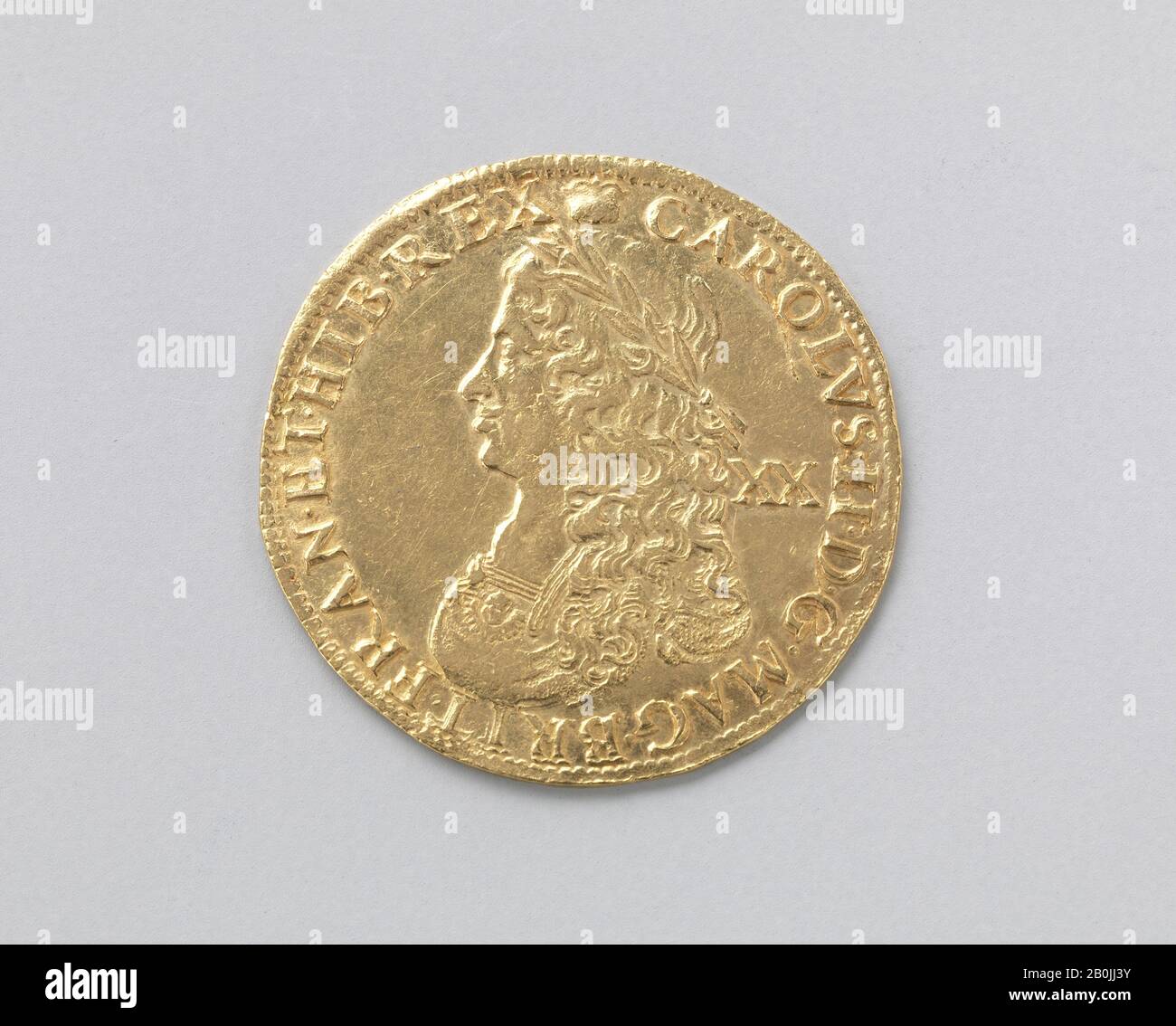 Charles II (r. 1660–85), British, 1661/62, British, Gold, Diameter: 1 1/4 in. (32 mm.), Coins Stock Photo