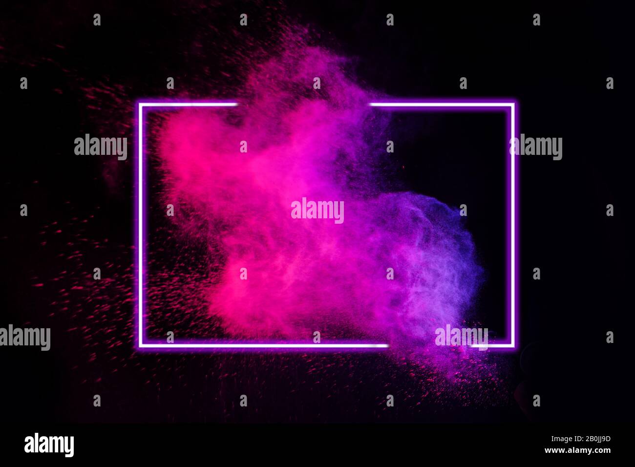 Abstract Color Splash With Neon Frame For Wallpaper Design Colorful Dust Explode Paint Splash On White Background Stock Photo Alamy