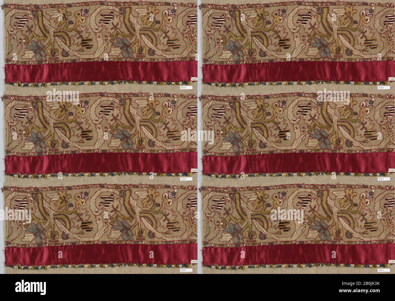 Strip, Italian, 16th–17th century, Italian, Embroidered net, buratto, silk, L. 18 1/2 x W. 8 inches, 47.0 x 20.3 cm, Textiles-Laces Stock Photo