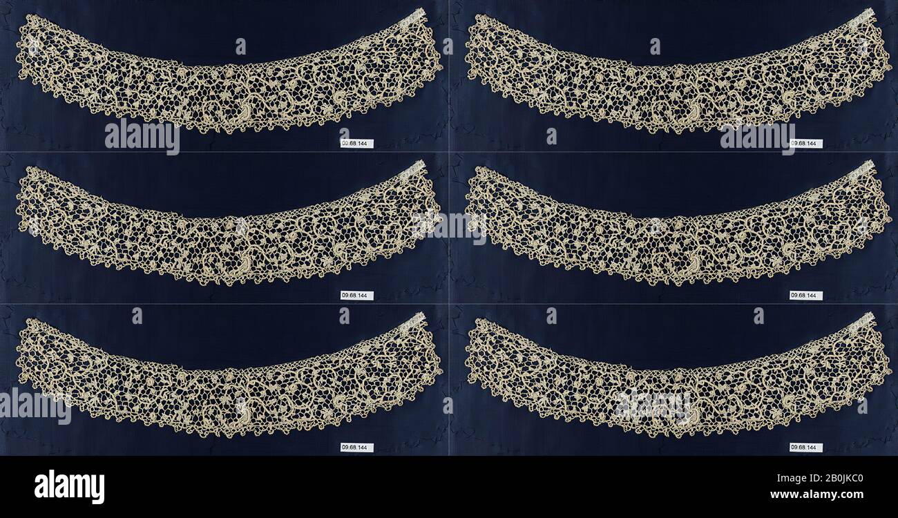 Collar, Italian or French, 17th century, Italian or French, Needle lace, 21 x 10 in. (53.3 x 25.4cm), Textiles-Laces Stock Photo
