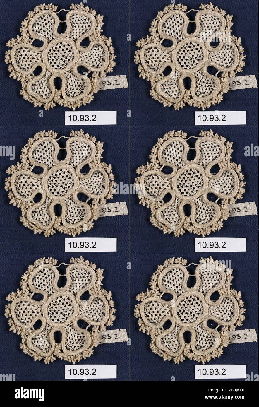 Rosace (one of five), Italian, 18th century, Italian, Needle lace, Diameter: 2 3/4 in. (7 cm), Textiles-Laces Stock Photo