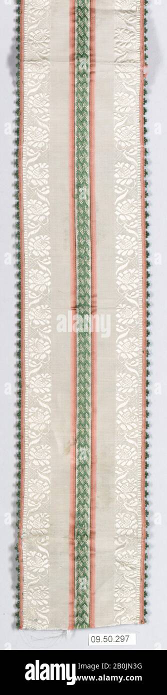 Ribbon, French, 18th century, French, Silk, 2 3/4 x 14 1/8 inches (7.0 x 35.9 cm), Textiles-Trimmings Stock Photo