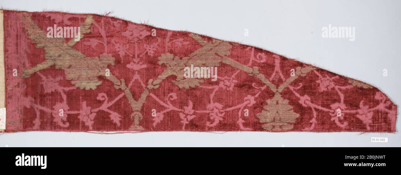 Piece, Italian or Turkish, 15th–16th century, Italian or Turkish, Silk and metal thread, L. 7 3/8 x W. 2 inches (18.7 x 5.1 cm), Textiles-Velvets Stock Photo