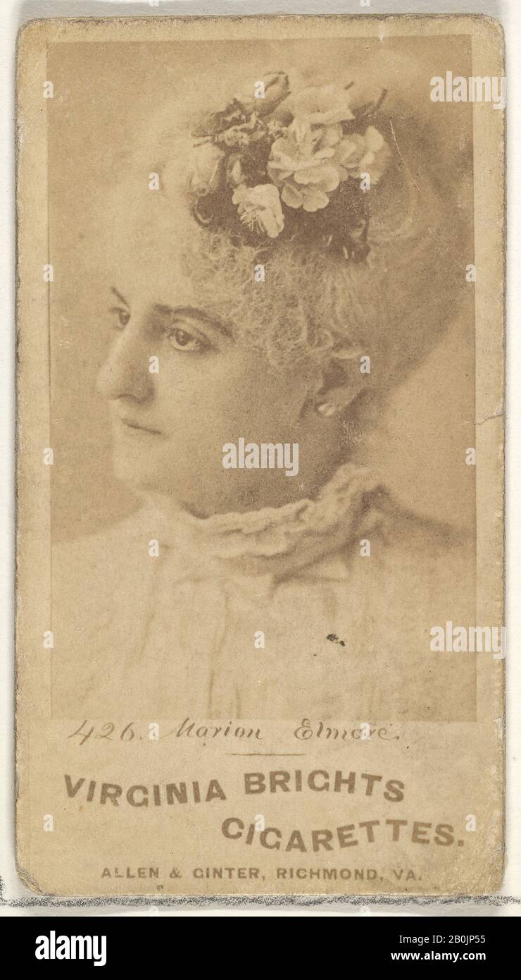 Issued by Allen & Ginter, Card 426, Marion Elmore, from the Actors and Actresses series (N45, Type 1) for Virginia Brights Cigarettes, ca. 1888, Albumen photograph, Sheet: 2 3/4 x 1 3/8 in. (7 x 3.5 cm Stock Photo