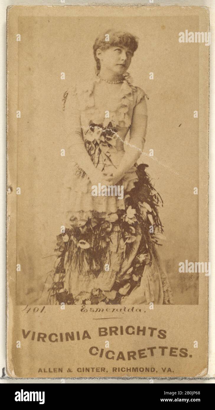 Issued by Allen & Ginter, Card 401, Esmerelda, from the Actors and Actresses series (N45, Type 1) for Virginia Brights Cigarettes, ca. 1888, Albumen photograph, Sheet: 2 3/4 x 1 3/8 in. (7 x 3.5 cm Stock Photo