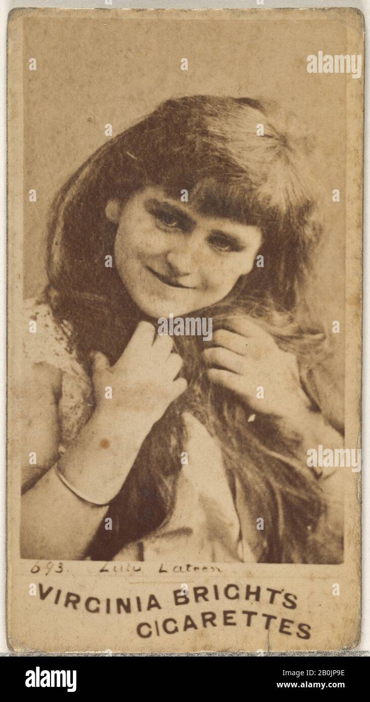 Issued by Allen & Ginter, Card 693, Lulu Lateen, from the Actors and Actresses series (N45, Type 1) for Virginia Brights Cigarettes, ca. 1888, Albumen photograph, Sheet: 2 3/4 x 1 3/8 in. (7 x 3.5 cm Stock Photo