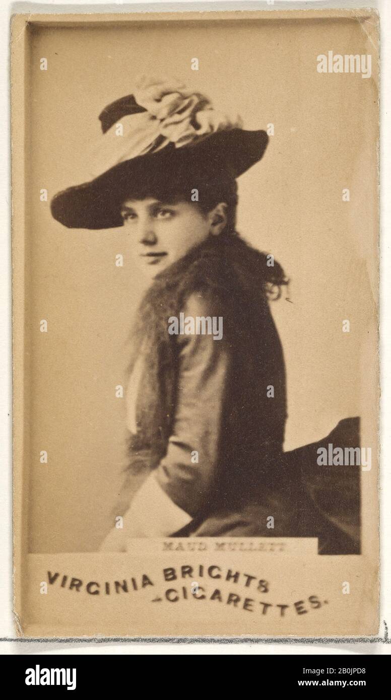 Issued by Allen & Ginter, Maud Mullett, from the Actors and Actresses series (N45, Type 1) for Virginia Brights Cigarettes, ca. 1888, Albumen photograph, Sheet: 2 3/4 x 1 3/8 in. (7 x 3.5 cm Stock Photo