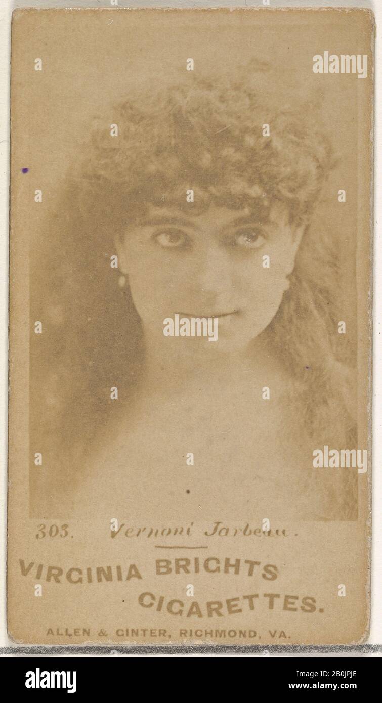 Issued by Allen & Ginter, Card 303, Vernoni Jarbeau, from the Actors and Actresses series (N45, Type 1) for Virginia Brights Cigarettes, ca. 1888, Albumen photograph, Sheet: 2 3/4 x 1 3/8 in. (7 x 3.5 cm Stock Photo