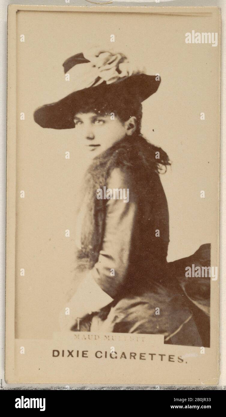 Issued by Allen & Ginter, Maud Mullett, from the Actors and Actresses series (N45, Type 7) for Dixie Cigarettes, ca. 1888, Albumen photograph, Sheet: 2 5/8 x 1 1/2 in. (6.6 x 3.8 cm Stock Photo