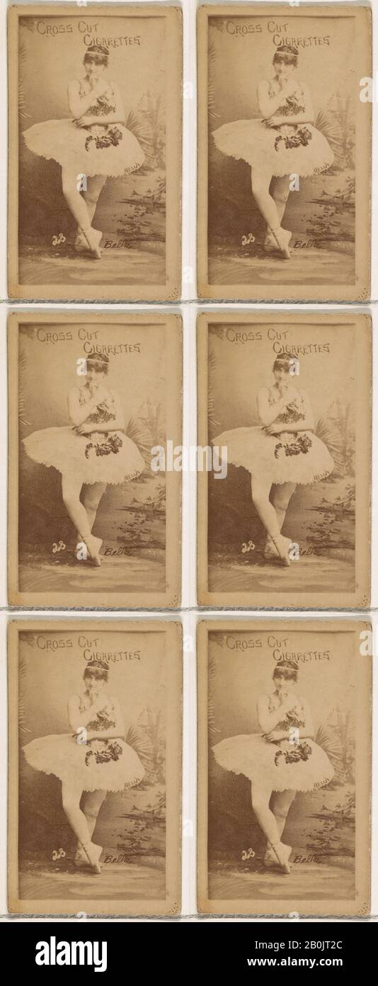 Issued by W. Duke, Sons & Co., Card Number 28, Bella, from the Actors and Actresses series (N145-1) issued by Duke Sons & Co. to promote Cross Cut Cigarettes, 1880s, Albumen photograph, Sheet: 2 1/2 × 1 3/8 in. (6.4 × 3.5 cm Stock Photo