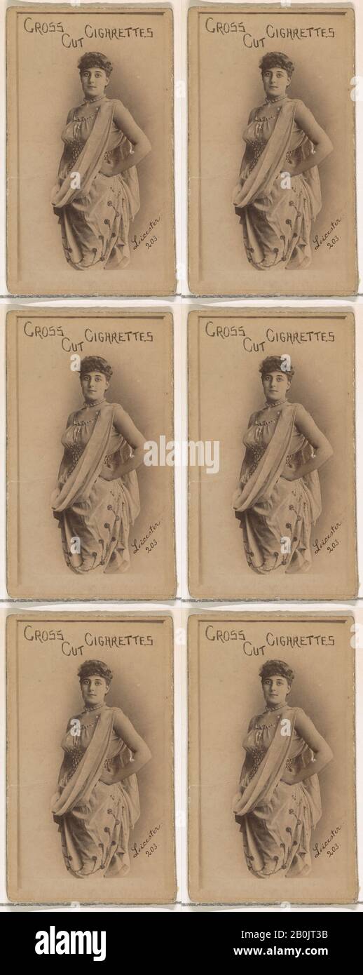 Issued by W. Duke, Sons & Co., Card Number 203, Leicester, from the Actors and Actresses series (N145-1) issued by Duke Sons & Co. to promote Cross Cut Cigarettes, 1880s, Albumen photograph, Sheet: 2 1/2 × 1 3/8 in. (6.4 × 3.5 cm Stock Photo