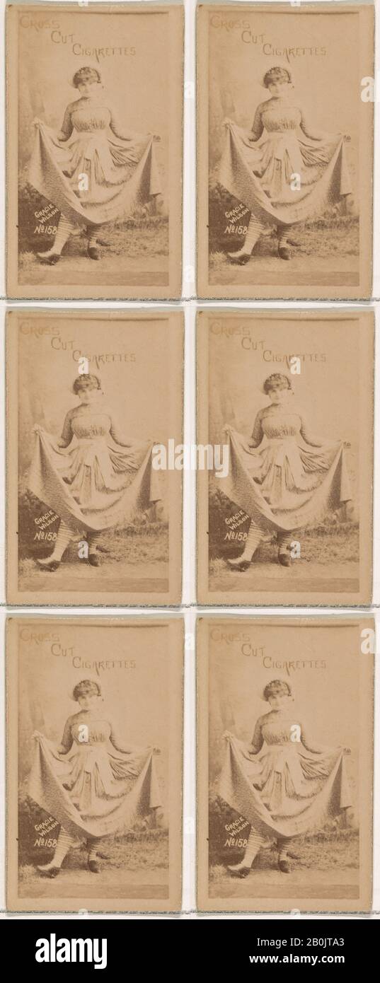 Issued by W. Duke, Sons & Co., Card Number 158, Gracie Wilson, from the Actors and Actresses series (N145-1) issued by Duke Sons & Co. to promote Cross Cut Cigarettes, 1880s, Albumen photograph, Sheet: 2 1/2 × 1 3/8 in. (6.4 × 3.5 cm Stock Photo
