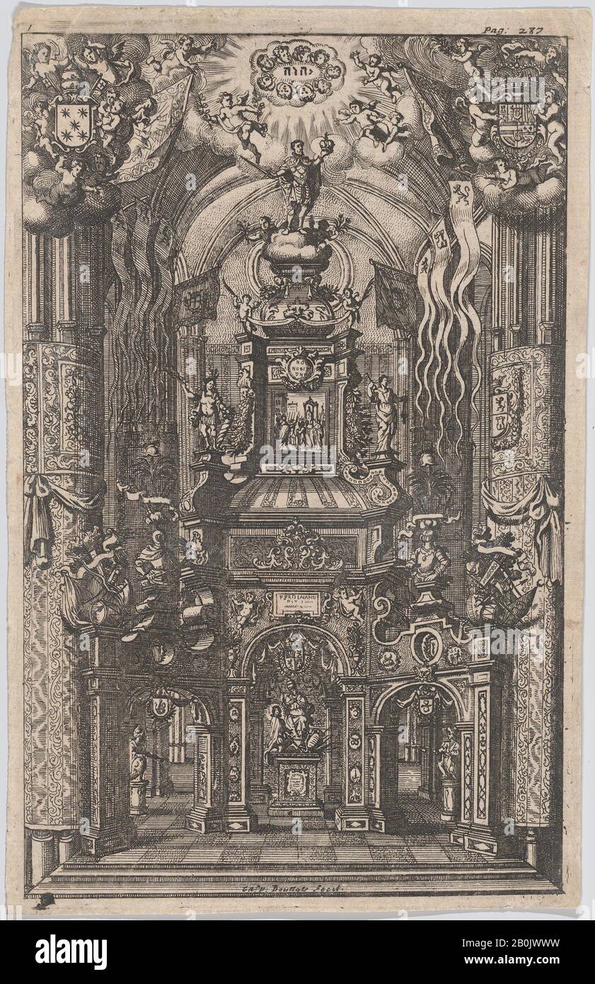 Gaspar Bouttats, Catafalque for Ferdinand, from an unidentified book, Gaspar Bouttats (Flemish, Antwerp ca. 1640–1695/6 Antwerp), ca. 1660–96, Etching, Sheet: 7 1/16 × 4 1/2 in. (18 × 11.5 cm Stock Photo
