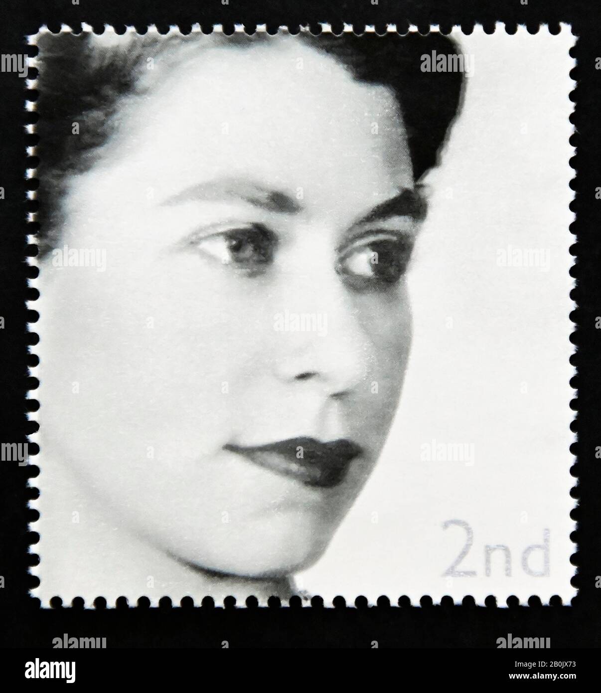 Postage stamp. Great Britain. Queen Elizabeth II. Golden Jubilee. Studio portraits of Queen Elizabeth II. 1952, Dorothy Wilding. 2nd. 2002. Stock Photo