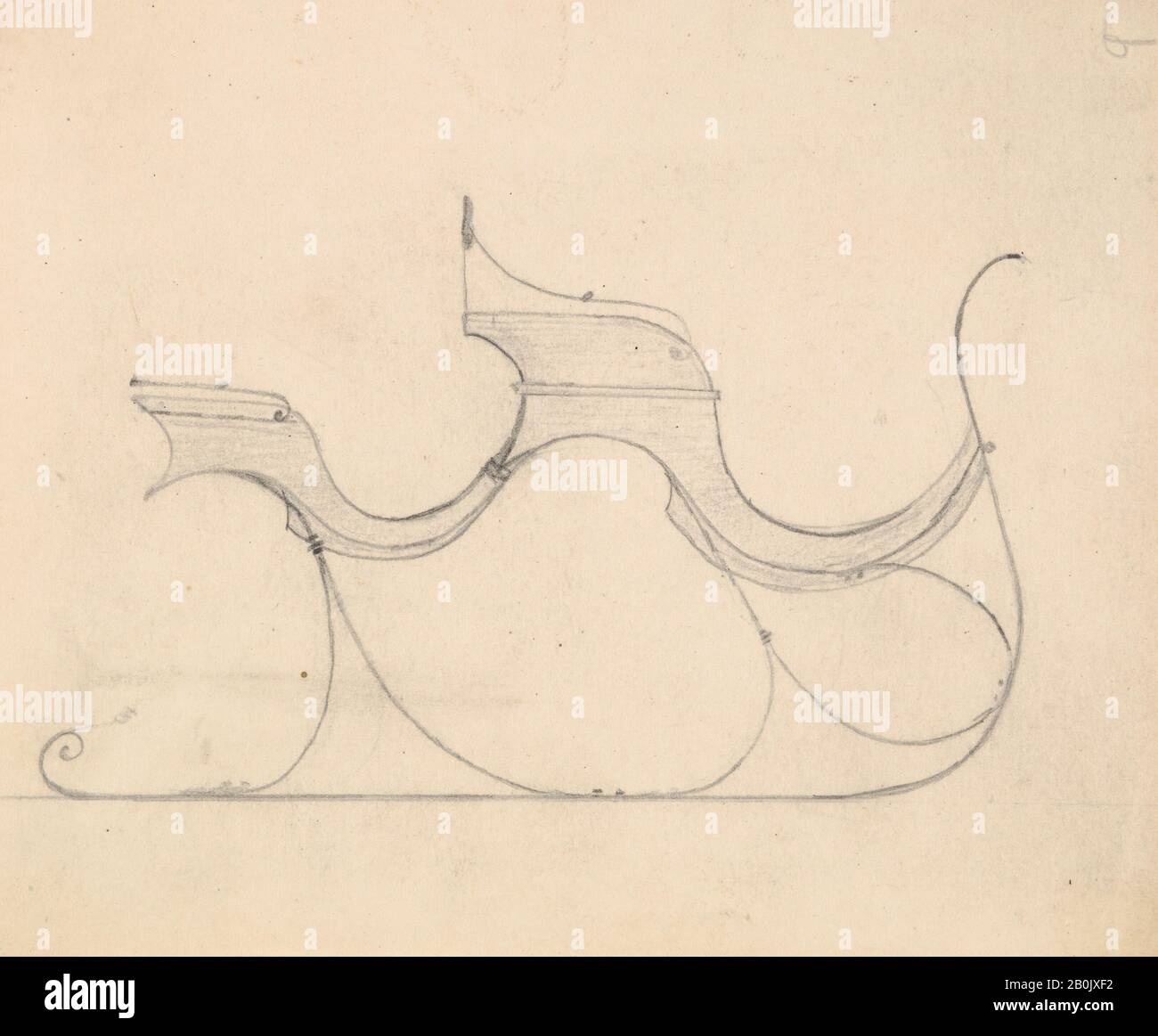 Brewster & Co., Sleigh, Brewster & Co. (American, New York), 1877, Graphite, sheet: 4 3/8 x 5 1/4 in. (11.1 x 13.3 cm), Drawings Stock Photo