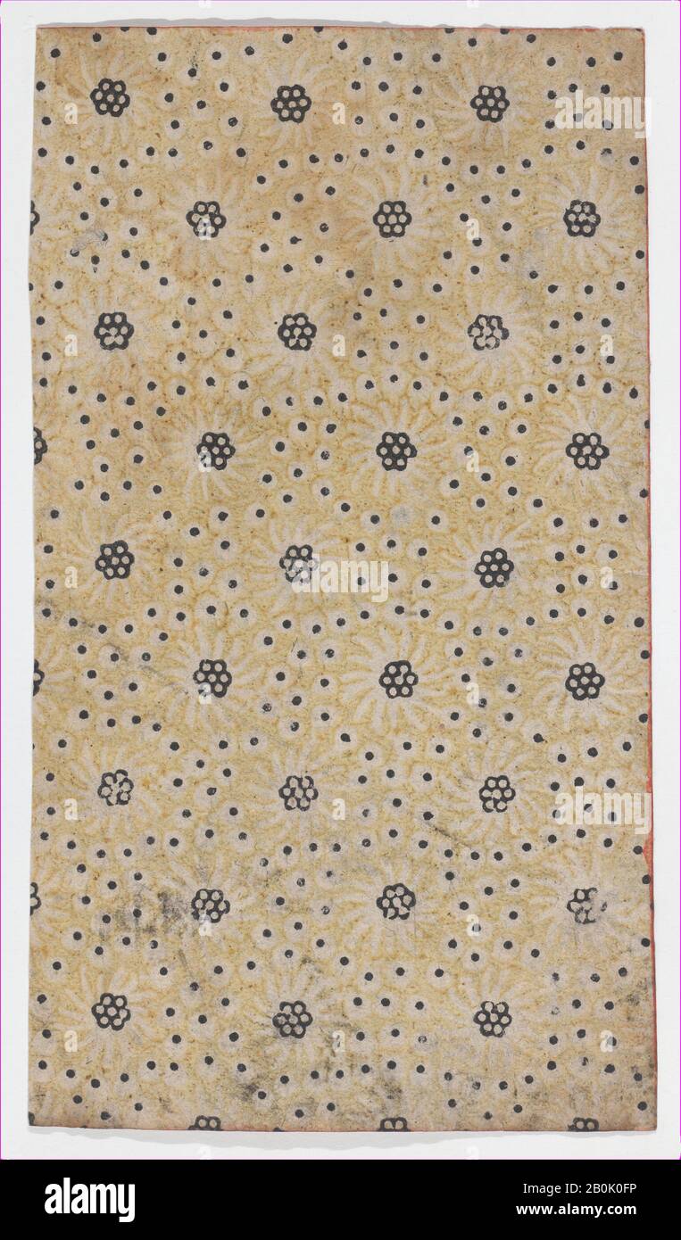 Anonymous, Sheet with overall pattern of flowers and dots, Anonymous, 19th century, 19th century, Relief print (wood or metal), Sheet: 4 1/2 × 8 1/16 in. (11.5 × 20.4 cm), Prints Stock Photo