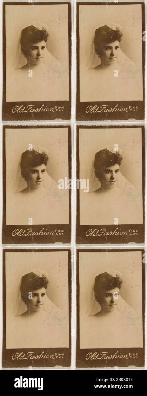 Actress wearing lace headpiece, from the Actresses series (N664) promoting Old Fashion Fine Cut Tobacco, 1888–90, Albumen photograph, Sheet: 3 3/8 in. × 2 in. (8.5 × 5.1 cm Stock Photo
