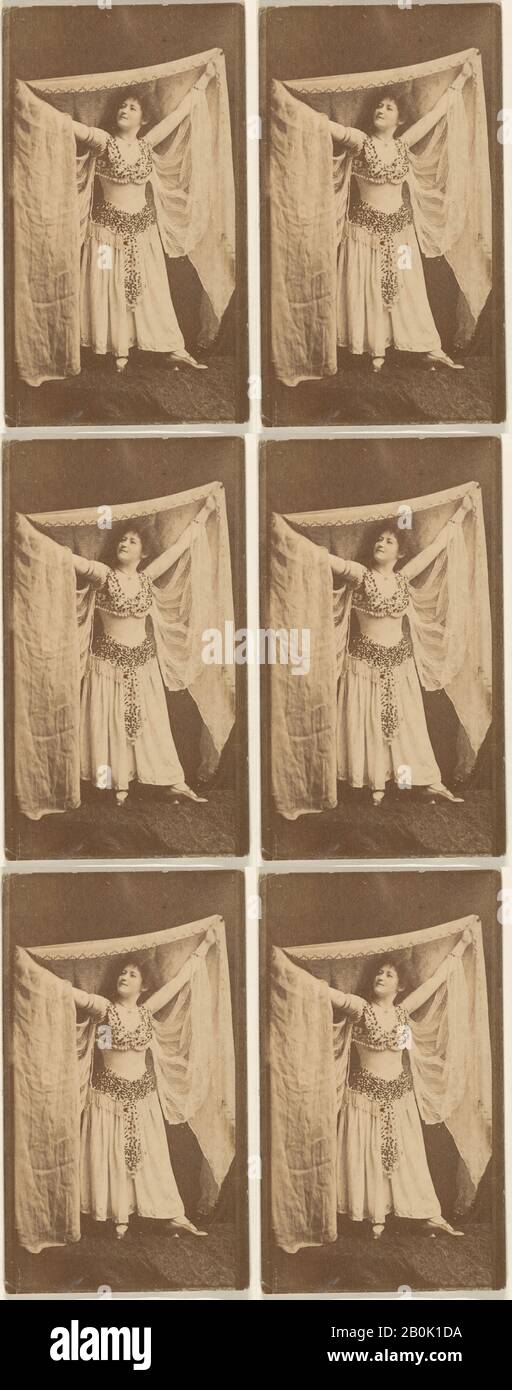 Dancer holding shawl above head, from the Actresses series (N668), ca. 1888, Albumen photograph, Sheet: 3 3/4 × 2 1/16 in. (9.5 × 5.2 cm Stock Photo