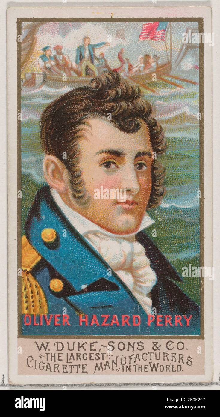 Issued by W. Duke, Sons & Co., Oliver Hazard Perry, from the series Great Americans (N76) for Duke brand cigarettes, 1888, Commercial color lithograph, Sheet: 2 3/4 × 1 1/2 in. (7 × 3.8 cm Stock Photo
