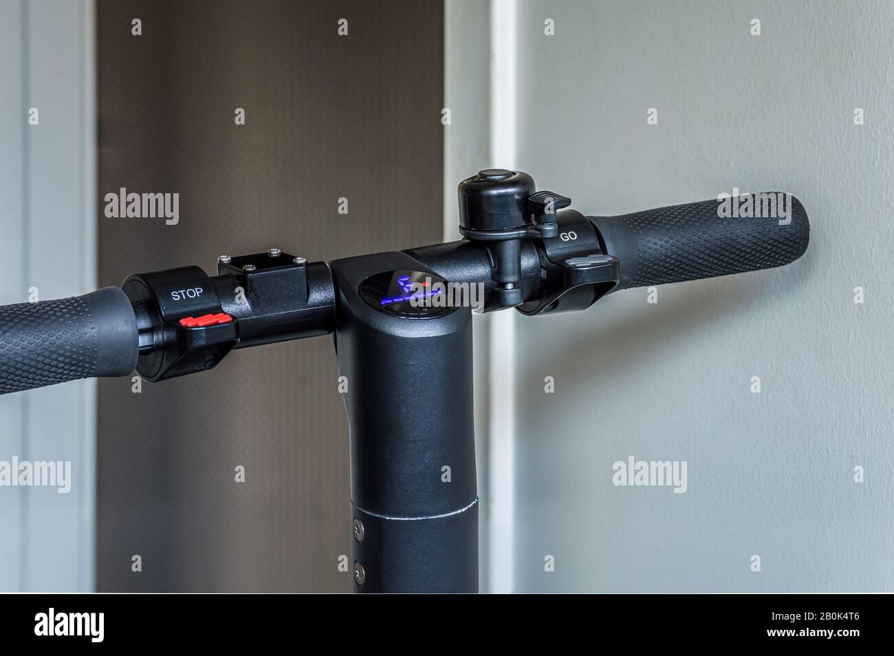 Electric scooter display and controls on the handlebars Stock Photo Alamy