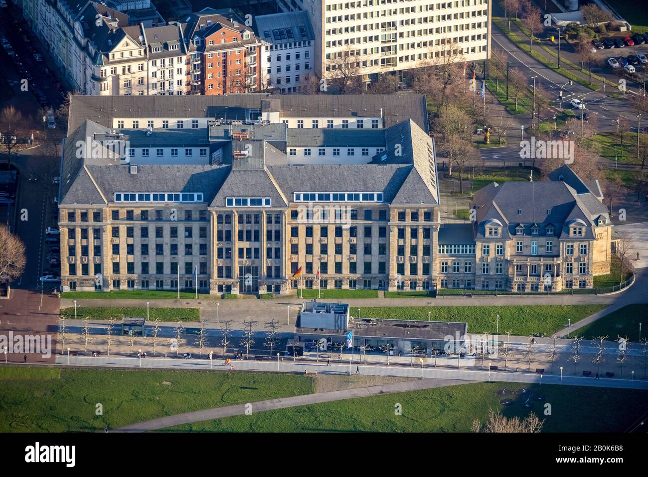 Aerial photo, State Chancellery of North Rhine-Westphalia, Düsseldorf, Rhineland, North Rhine-Westphalia, Germany, Authority, DE, Europe, Horionplatz, Stock Photo