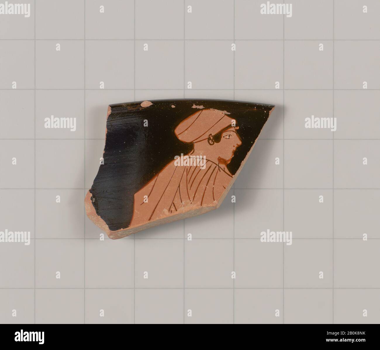 Terracotta fragment from a kantharos head vase, Greek, Attic