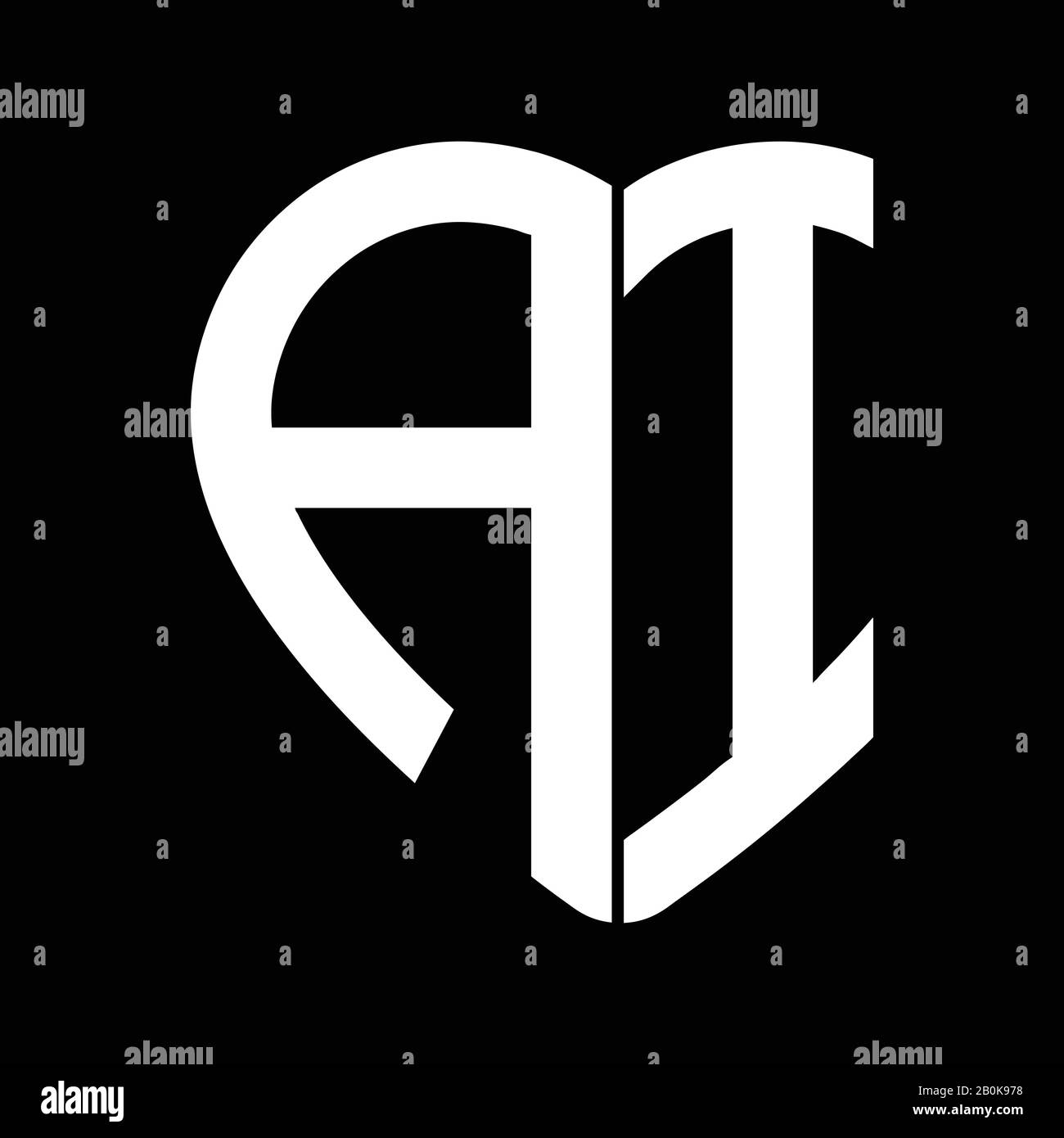 Two letters A and I forming heart shape monogram Stock Vector