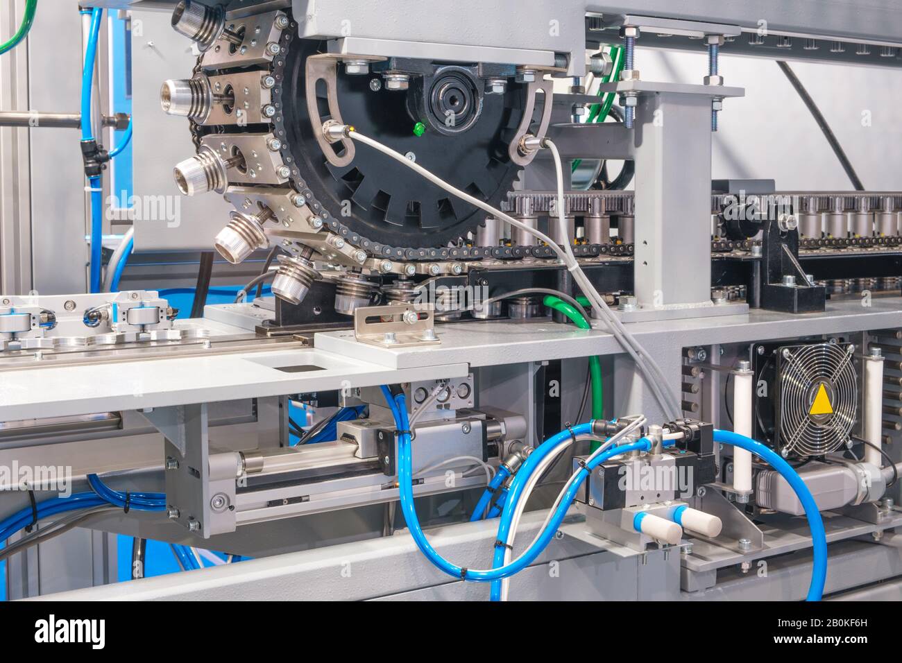 PET bottles blowing. The plastic bottle blowing machine.Heating process