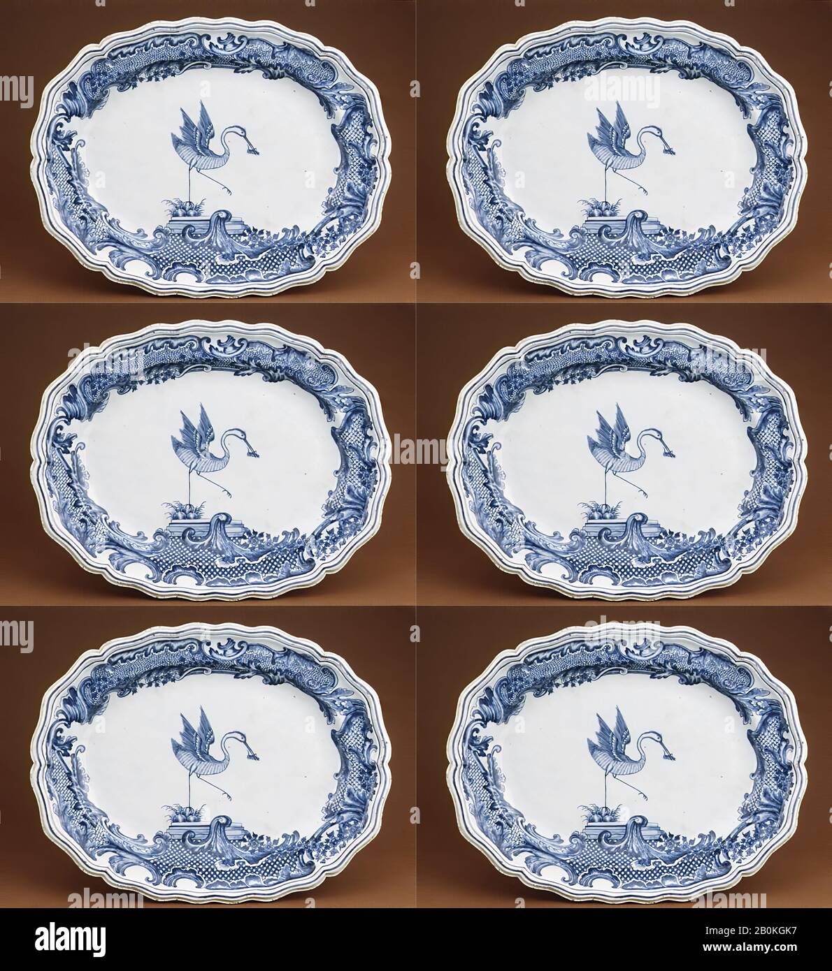 Platter, Chinese, for Swedish market, ca. 1750, Chinese, for Swedish market, Hard-paste porcelain, Overall: 12 1/4 × 16 in. (31.1 × 40.6 cm), Ceramics-Porcelain-Export Stock Photo