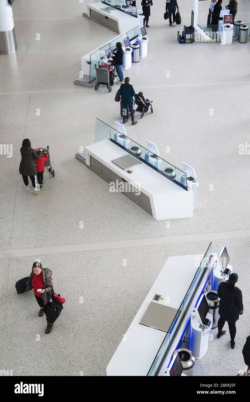 Overview of the JetBlue terminal at JFK airport in New York City, USA