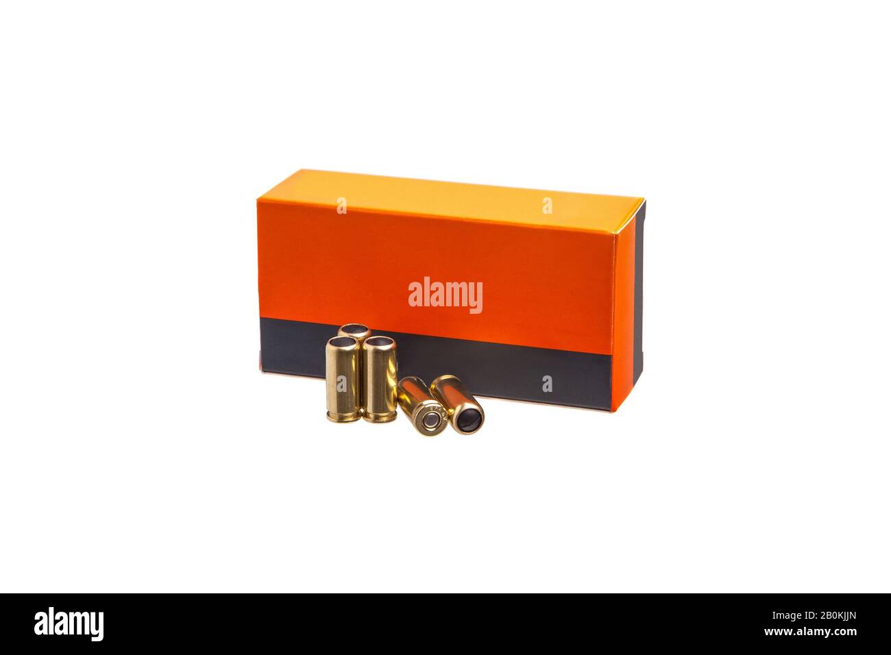 Box of cartridges for a traumatic gun isolate on a white background