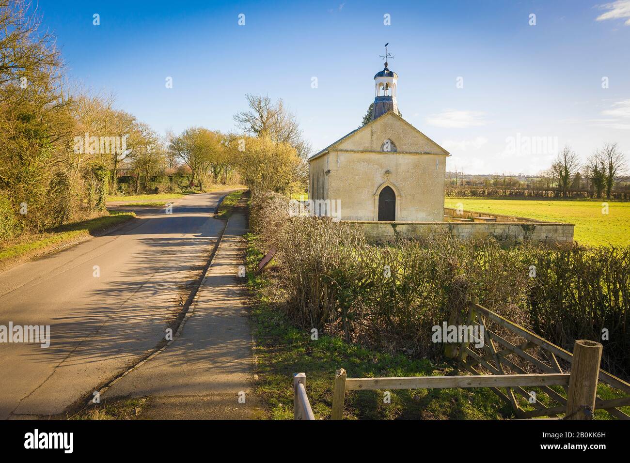 The slightly isolated small village church in Kellaways near Chippenham Wiltshire England UK Stock Photo