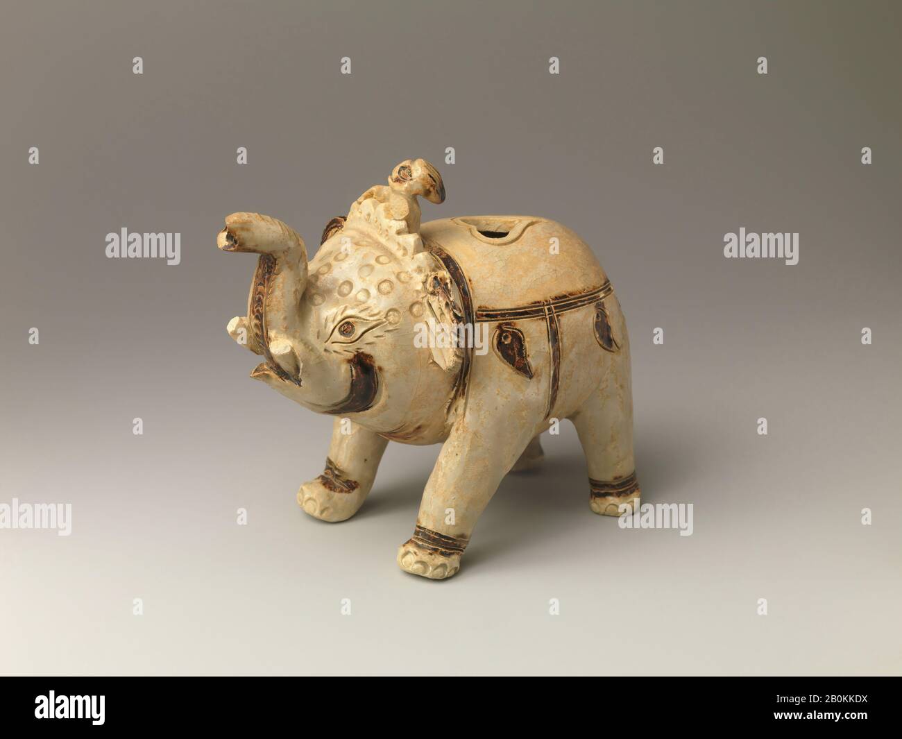 Ewer in the Form of an Elephant, Vietnam, Ly dynasty (1009–1225), Date 11th–12th century, Vietnam, Glazed pottery with incised and inlaid decoration, H. 4 3/4 in. (12.1 cm); W. 3 1/8 in. (7.9 cm); L. 5 3/8 in. (13.7 cm), Ceramics Stock Photo