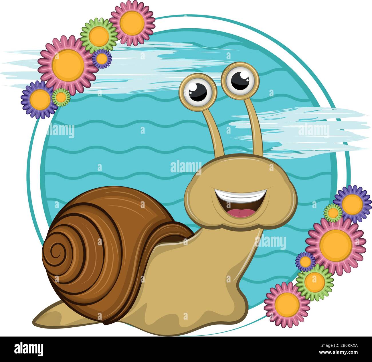 Cartoon of a cute happy snail Stock Vector