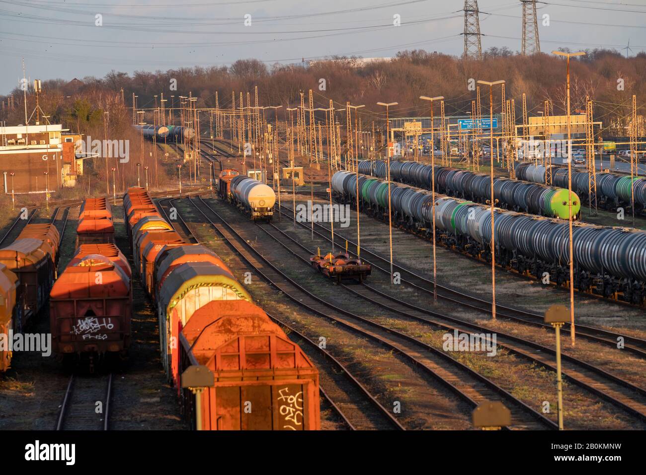Gelsenkirchen Bismarck marshalling yard, freight trains are assembled and moved here, Germany Stock Photo
