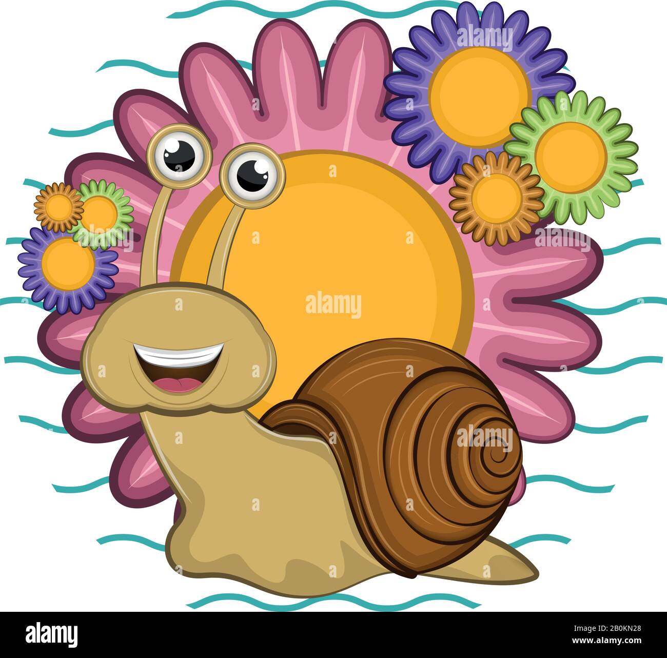 Cartoon of a cute happy snail Stock Vector