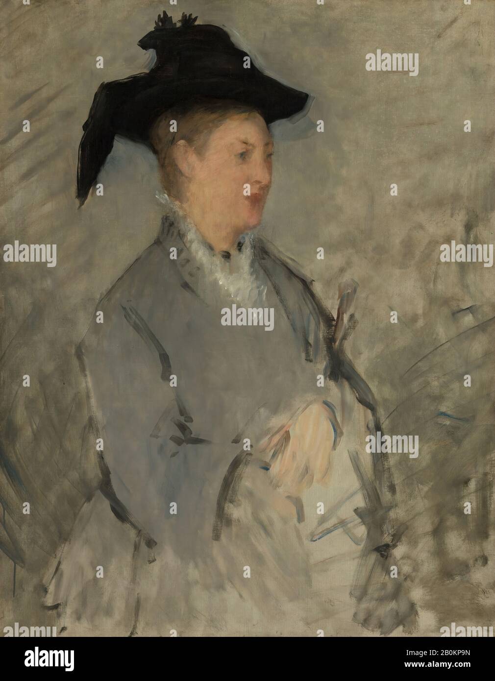 Edouard Manet, Madame Édouard Manet (Suzanne Leenhoff, 1830–1906), Edouard Manet (French, Paris 1832–1883 Paris), ca. 1873, Oil on canvas, 39 1/2 x 30 7/8 in. (100.3 x 78.4 cm), Paintings Stock Photo