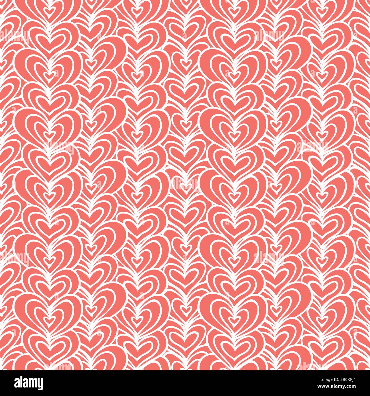 Vector red wireframe overlapping hearts repeat pattern. Suitable for valentines, wedding, engagement cards. Stock Vector