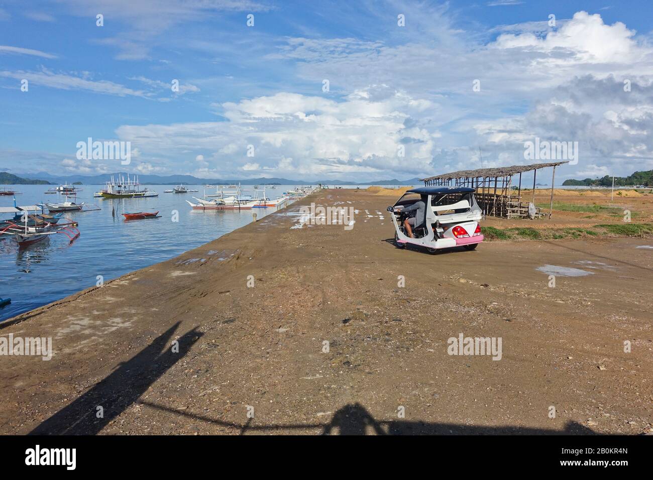 San Vicente island, is an emerging resort city in Palawan. Tourists visit the still underdeveloped areas for the beaches and marine life. Stock Photo