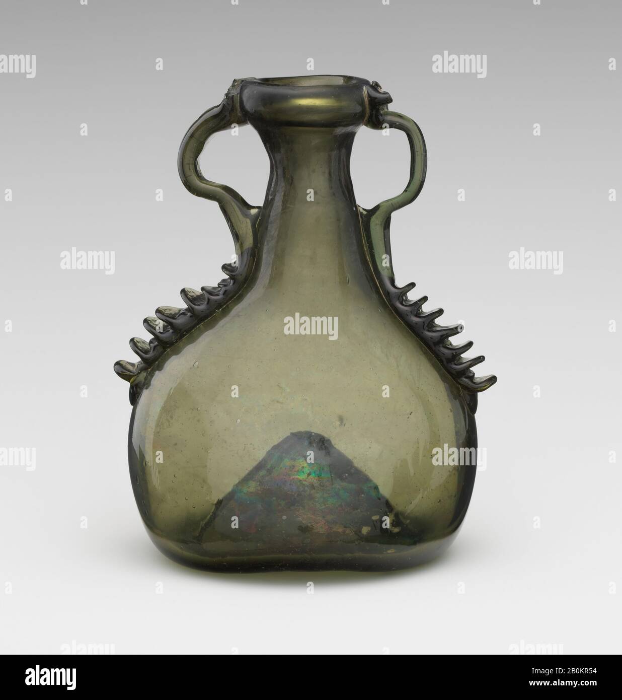 Bottle, Spanish, 17th century, Spanish, Glass, Height: 4 5/8 in. (11.7 cm), Glass Stock Photo